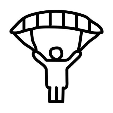 paraşüt uçuş düz simgesi, vektör, illüstrasyon