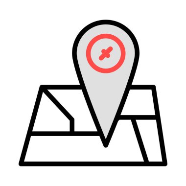 konumu PIN harita düz simgesi, vektör, illüstrasyon 