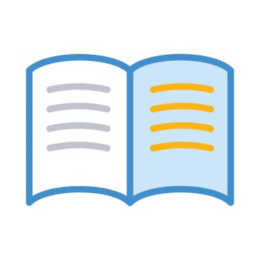 açılan kitap düz simgesi, vektör, illüstrasyon kavramı okuma, 