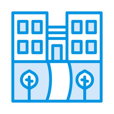 Otel binası düz simgesi, vektör, illüstrasyon