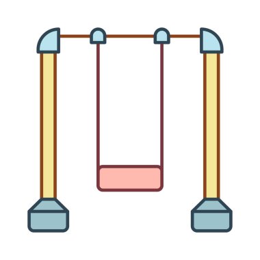 park salıncak düz simgesi beyaz arka plan, vektör, illüstrasyon izole