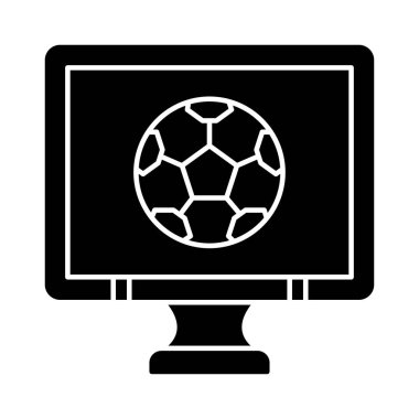 Futbol topu düz simgesi, vektör, illüstrasyon ile LCD ekran 