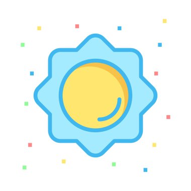 yaz güneş düz simgesi, vektör, illüstrasyon