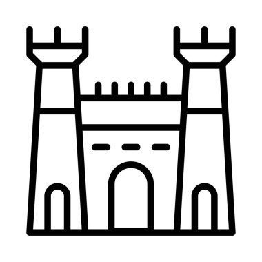 İnşaat düz simgesi, vektör, illüstrasyon Kalesi