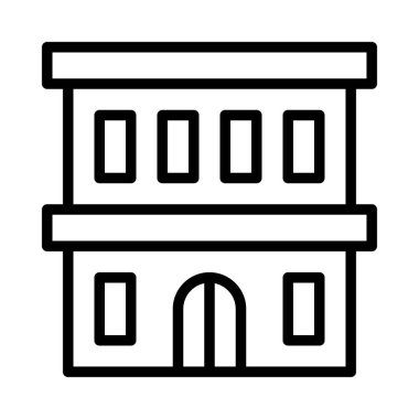 Otel binası düz simgesi, vektör, illüstrasyon