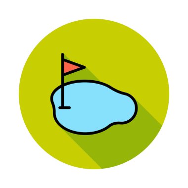 Golf bayrak alan düz simgesi, vektör, illüstrasyon