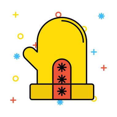 Yün mitten düz simgesi beyaz arka plan, vektör, illüstrasyon izole 