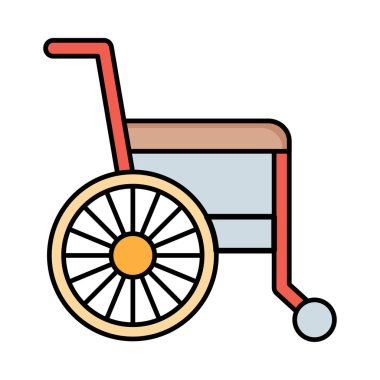 Tekerlekli sandalye düz simgesi beyaz arka plan, vektör, illüstrasyon izole