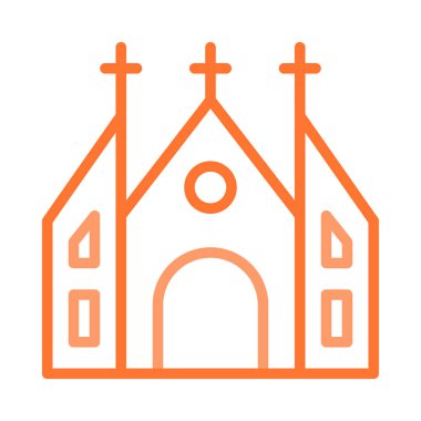 Katolik Kilisesi inşaat düz simgesi, vektör, illüstrasyon  