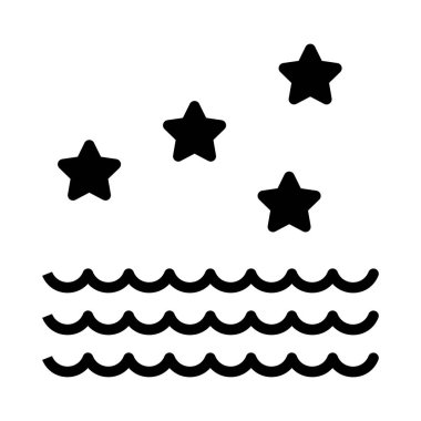 Beyaz arka plan, vektör, illüstrasyon izole yıldız düz simgesi ile dalgalar deniz