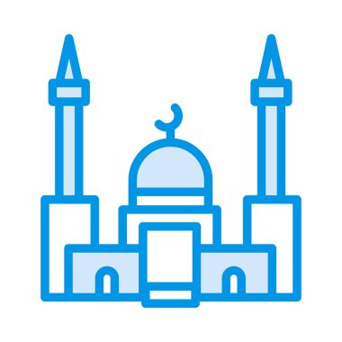 Müslüman dua cami düz simgesi, vektör, illüstrasyon 