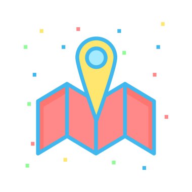 konumu PIN harita düz simgesi, vektör, illüstrasyon 