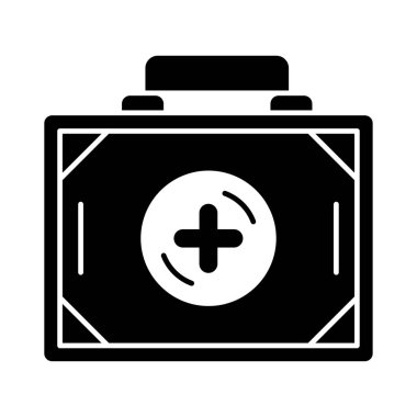 ilk yardım çantasında düz simgesi, vektör, illüstrasyon