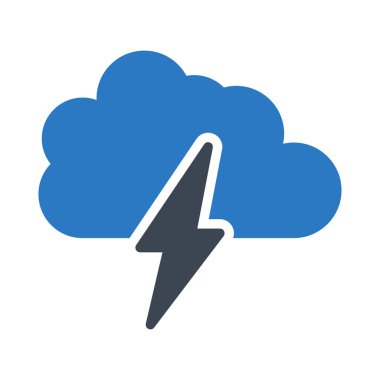 gök gürültüsü bulut yıldırım düz simgesi, vektör, illüstrasyon