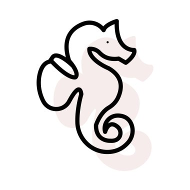 deniz atı düz simgesi, vektör, illüstrasyon