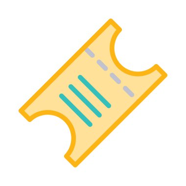 Bilet Tur düz simgesi, vektör, illüstrasyon, seyahat konsepti için 