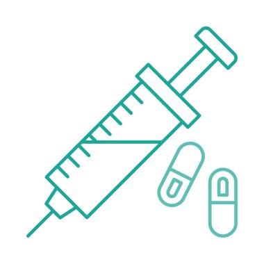 hapları düz simgesi beyaz arka plan, vektör, illüstrasyon izole iğne şırınga 