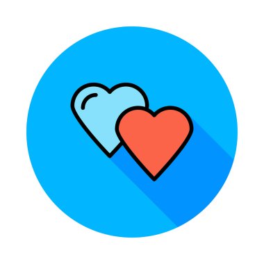 Kalpler düz simgesi, vektör, illüstrasyon, sevgi ve romantik kavramı 