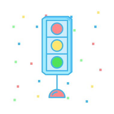 trafik ışığı düz simgesi beyaz arka plan, vektör, illüstrasyon izole