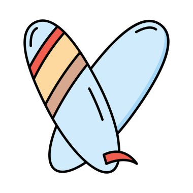 sörf tahtaları düz simgesi beyaz arka plan, vektör, illüstrasyon izole