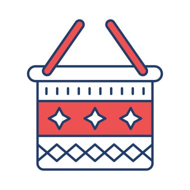 Beyaz arka plan, vektör, illüstrasyon izole davul düz simgesi