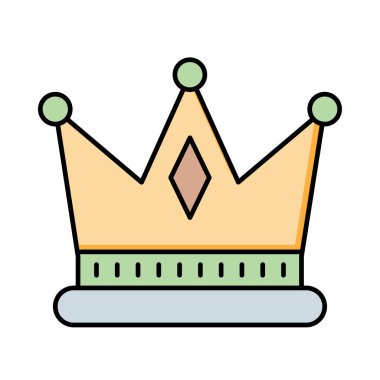 taç düz simgesi beyaz arka plan, vektör, illüstrasyon izole