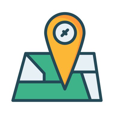 konumu PIN harita düz simgesi, vektör, illüstrasyon 