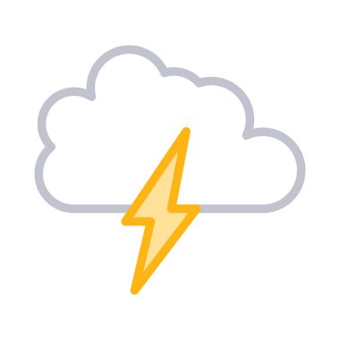 gök gürültüsü bulut yıldırım düz simgesi, vektör, illüstrasyon