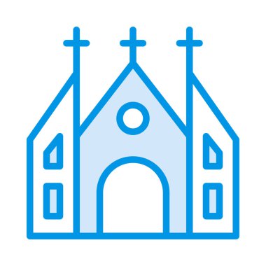 Katolik Kilisesi inşaat düz simgesi, vektör, illüstrasyon  