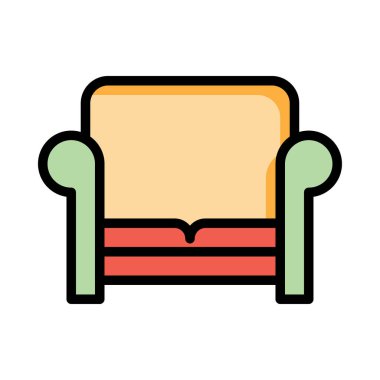 Kanepe düz simgesi, vektör, illüstrasyon  