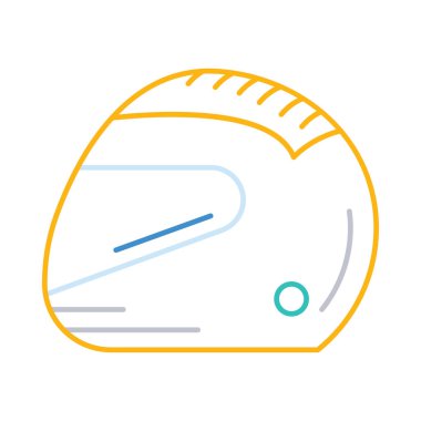 güvenlik koruma kask düz simgesi beyaz arka plan, vektör, illüstrasyon izole