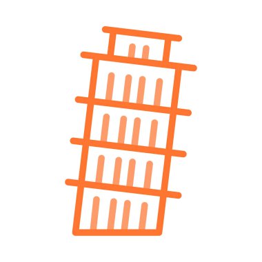 Pisa Kulesi düz simgesi, vektör, illüstrasyon