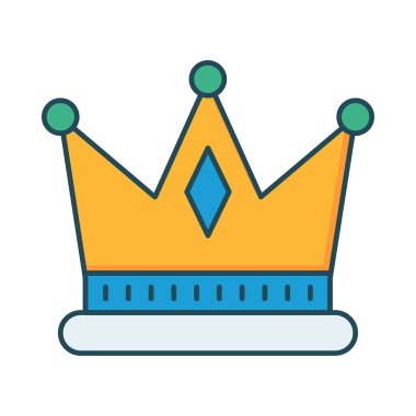 taç düz simgesi beyaz arka plan, vektör, illüstrasyon izole