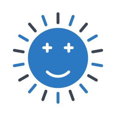 yaz güneş düz simgesi, vektör, illüstrasyon