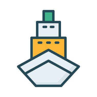 Cruise Gemi düz simgesi, vektör, illüstrasyon  