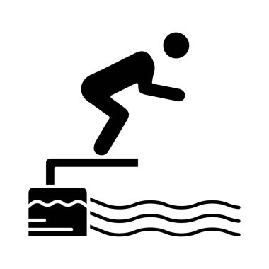 Yüzme Havuzu düz simgesi beyaz arka plan, vektör, illüstrasyon izole