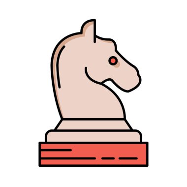 Satranç parçası düz simgesi beyaz arka plan, vektör, illüstrasyon izole   