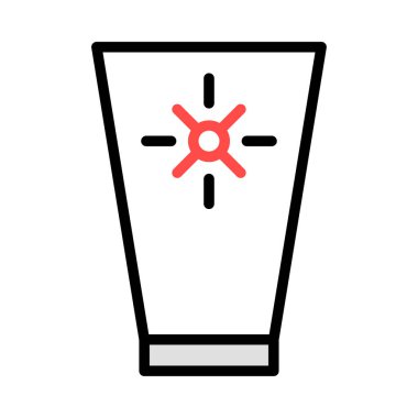 Tüp Güneş kremi krem düz simgesi, vektör, illüstrasyon