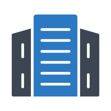 Otel binası düz simgesi, vektör, illüstrasyon