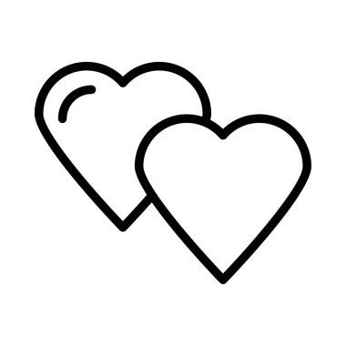 Kalpler düz simgesi, vektör, illüstrasyon, sevgi ve romantik kavramı 