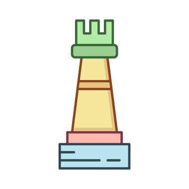 Satranç parçası düz simgesi beyaz arka plan, vektör, illüstrasyon izole