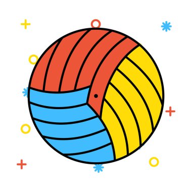 Voleybol topu düz simgesi beyaz arka plan, vektör, illüstrasyon izole