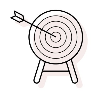 dart tahtası düz simgesi beyaz arka plan, vektör, illüstrasyon izole