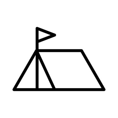 açık kamp çadırı düz simgesi, vektör, illüstrasyon 