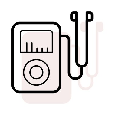 MP3Audio player ile kulaklık düz simgesi, vektör, illüstrasyon