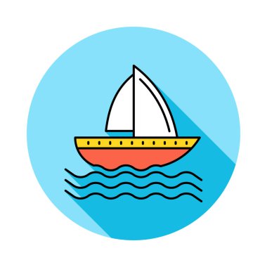 Yat düz simgesi, vektör, illüstrasyon, cruise kavramı 