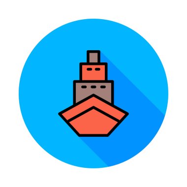 Cruise Gemi düz simgesi, vektör, illüstrasyon  