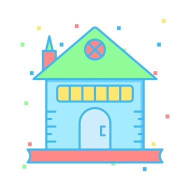 ev düz simgesi beyaz arka plan, vektör, illüstrasyon izole inşa 