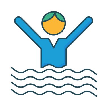 Yüzme Havuzu düz simgesi beyaz arka plan, vektör, illüstrasyon izole