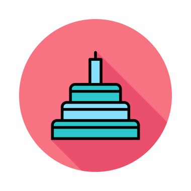 Doğum günü pastası mumu düz simgesi, vektör, illüstrasyon  